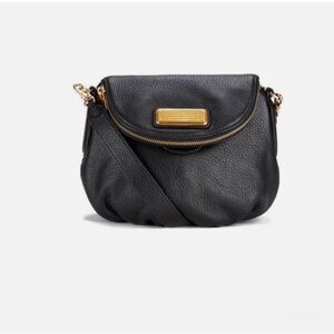 Marc Jacobs Black Leather Bag with Gold Plate